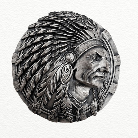 Silver Native Warrior Brooch For Men - 925 Sterling Silver - SAC60203