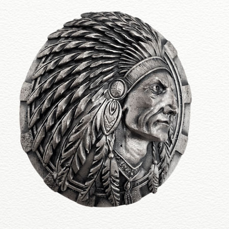 Silver Native Warrior Brooch For Men - 925 Sterling Silver - SAC60203 side view