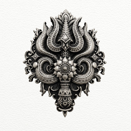 Silver Trishul Brooch For Men - 925 Sterling Silver - SAC60197