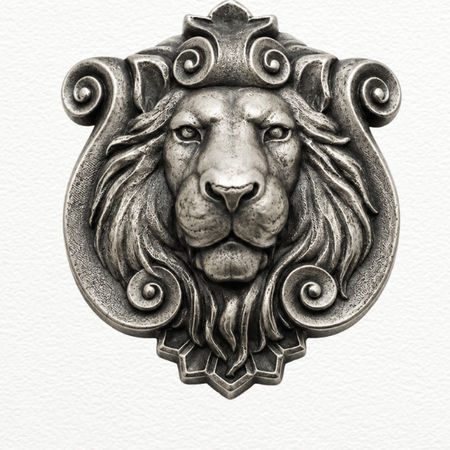 Silver Lion Crest Brooch For Men - 925 Sterling Silver - SAC60194 close-up view