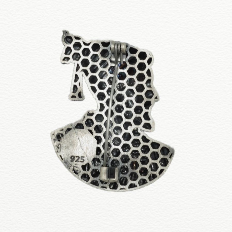 Silver Chhatrapati Shivaji Maharaj Brooch For Men - 925 Sterling Silver - SAC60191 side view