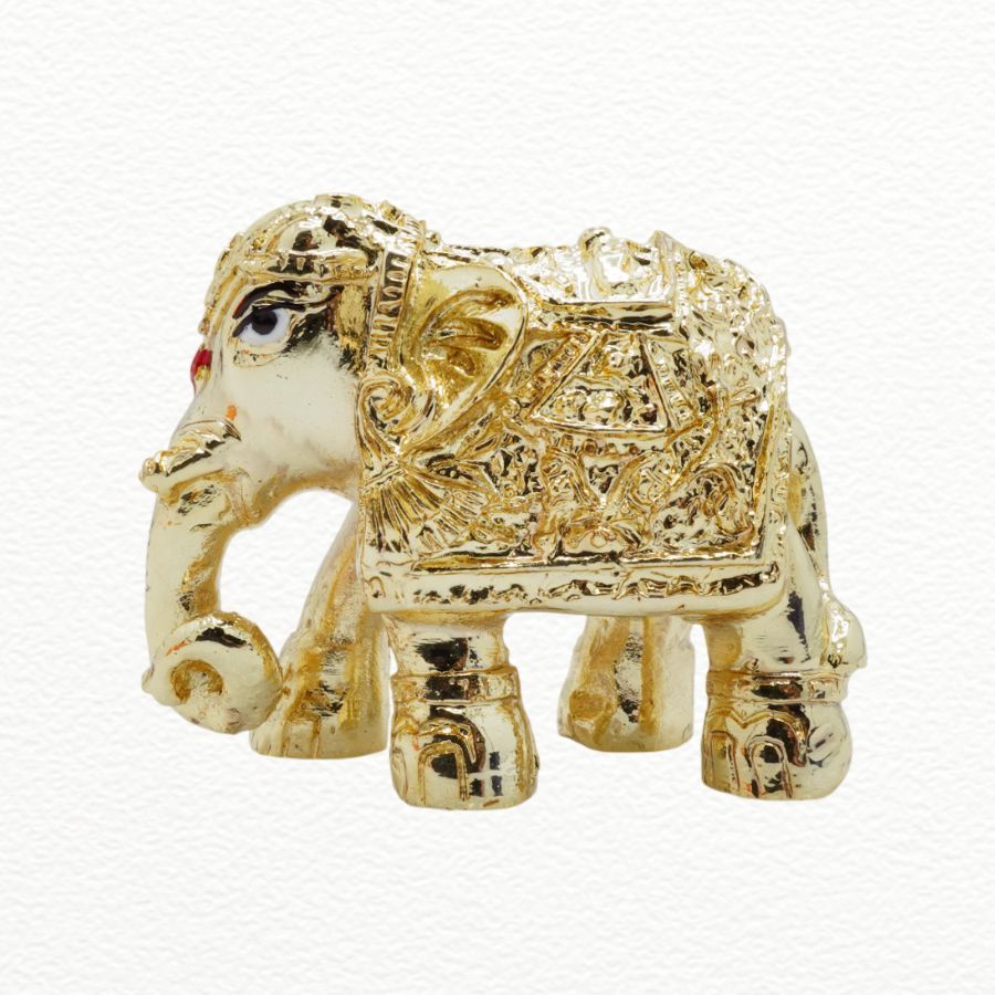 Gold Gift Item Plated Gajant Laxmi Elephant Idol For Home Decor & Gifting - GAJ11091 front view
