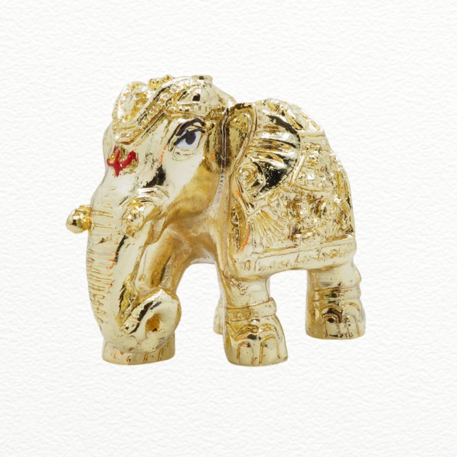 Gold Gift Item Plated Gajant Laxmi Elephant Idol For Home Decor & Gifting - GAJ11091 side view