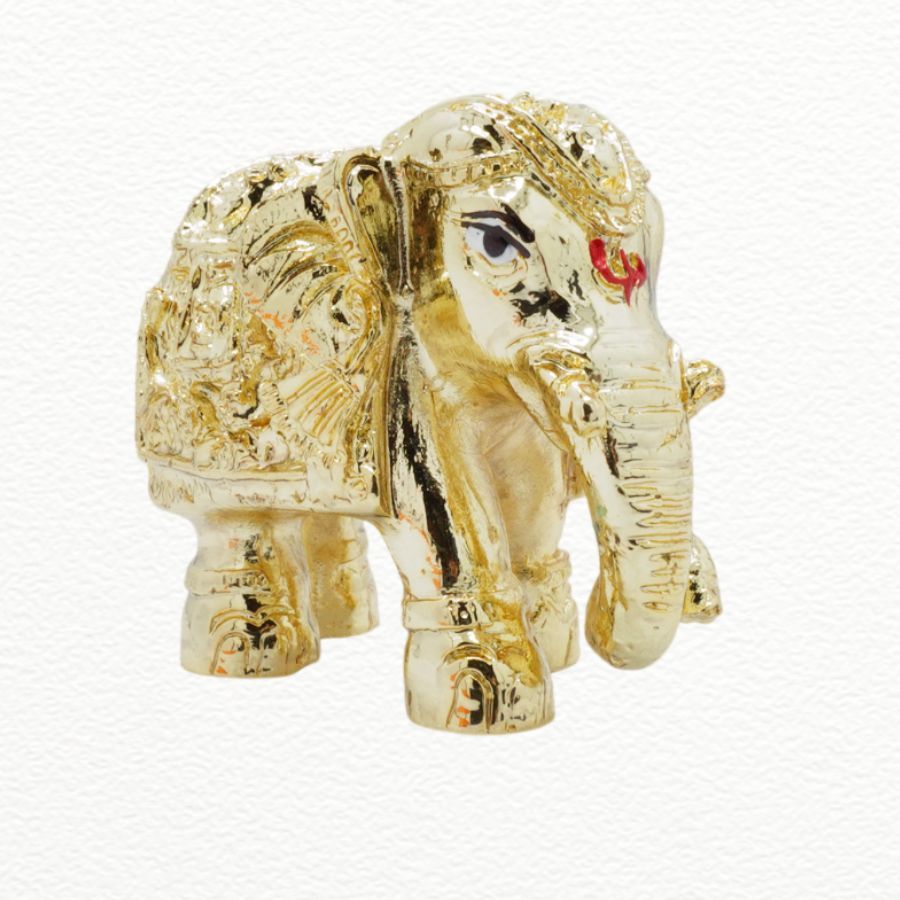 Gold Gift Item Plated Gajant Laxmi Elephant Idol For Home Decor & Gifting - GAJ11091 close-up view