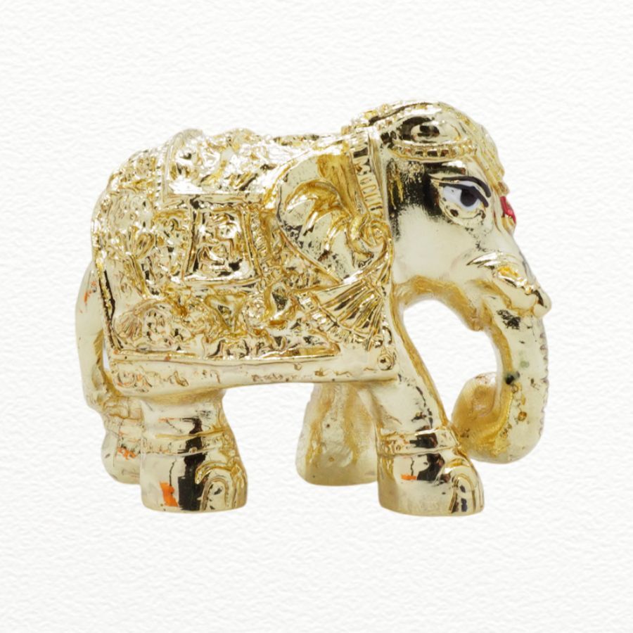 Gold Gift Item Plated Gajant Laxmi Elephant Idol For Home Decor & Gifting - GAJ11091 detail view