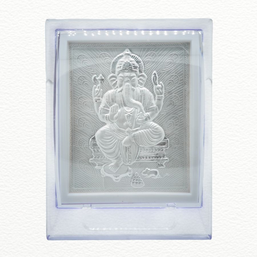 Silver Gift Item Ganpati Frame For Gifting - GFT60387 front view