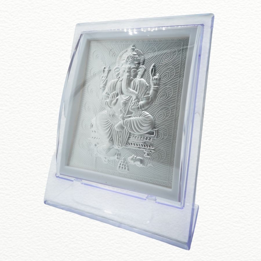 Silver Gift Item Ganpati Frame For Gifting - GFT60387 side view