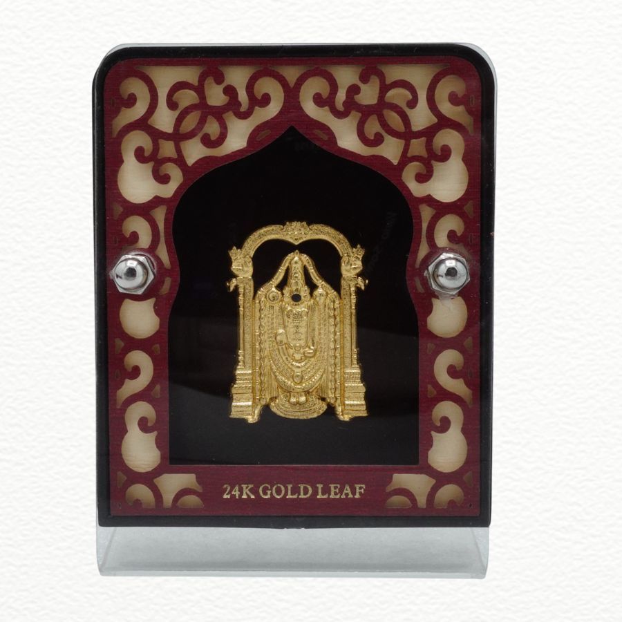 Gold Gift Item 24K Gold Leaf Lord Venkateswara Balaji Frame For Gifting - GFT60113 front view