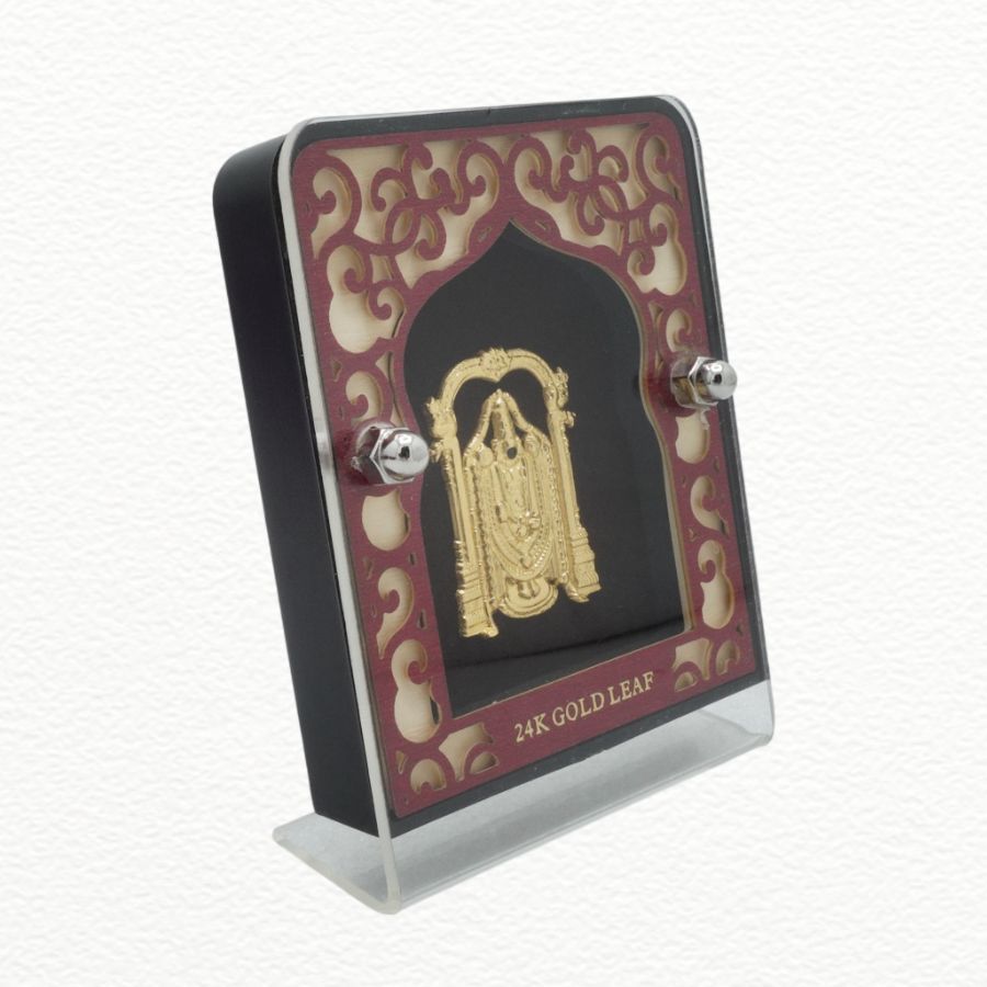 Gold Gift Item 24K Gold Leaf Lord Venkateswara Balaji Frame For Gifting - GFT60113 close-up view