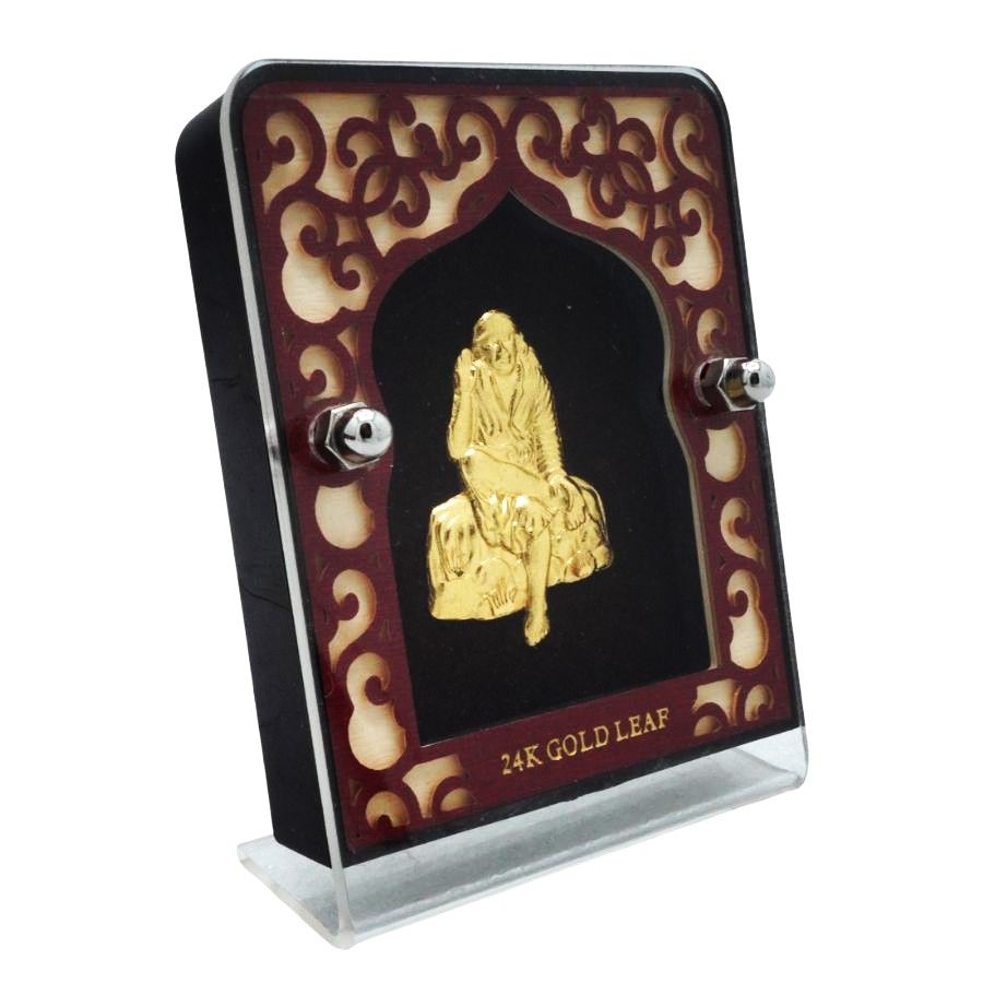 Gold Gift Item 24K Gold Leaf Shirdi Sai Baba Frame For Gifting - GFT60114 side view