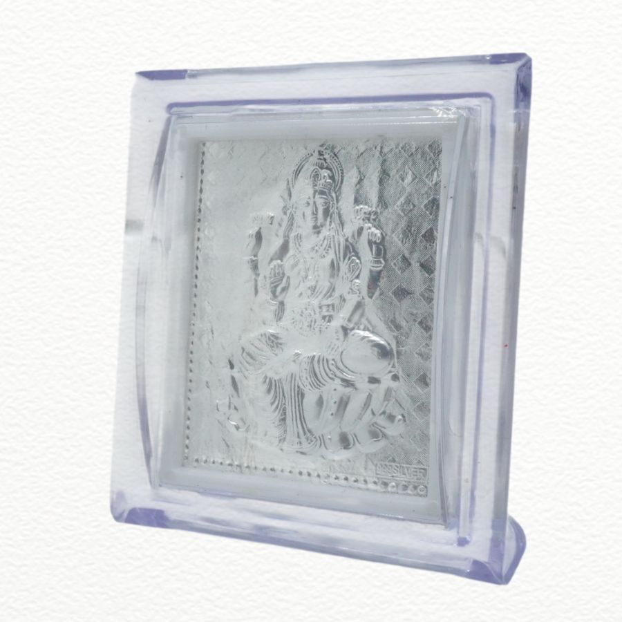 Silver Gift Item Goddess Lakshmi Frame For Home, Pooja & Gifting - GFT60400 close-up view