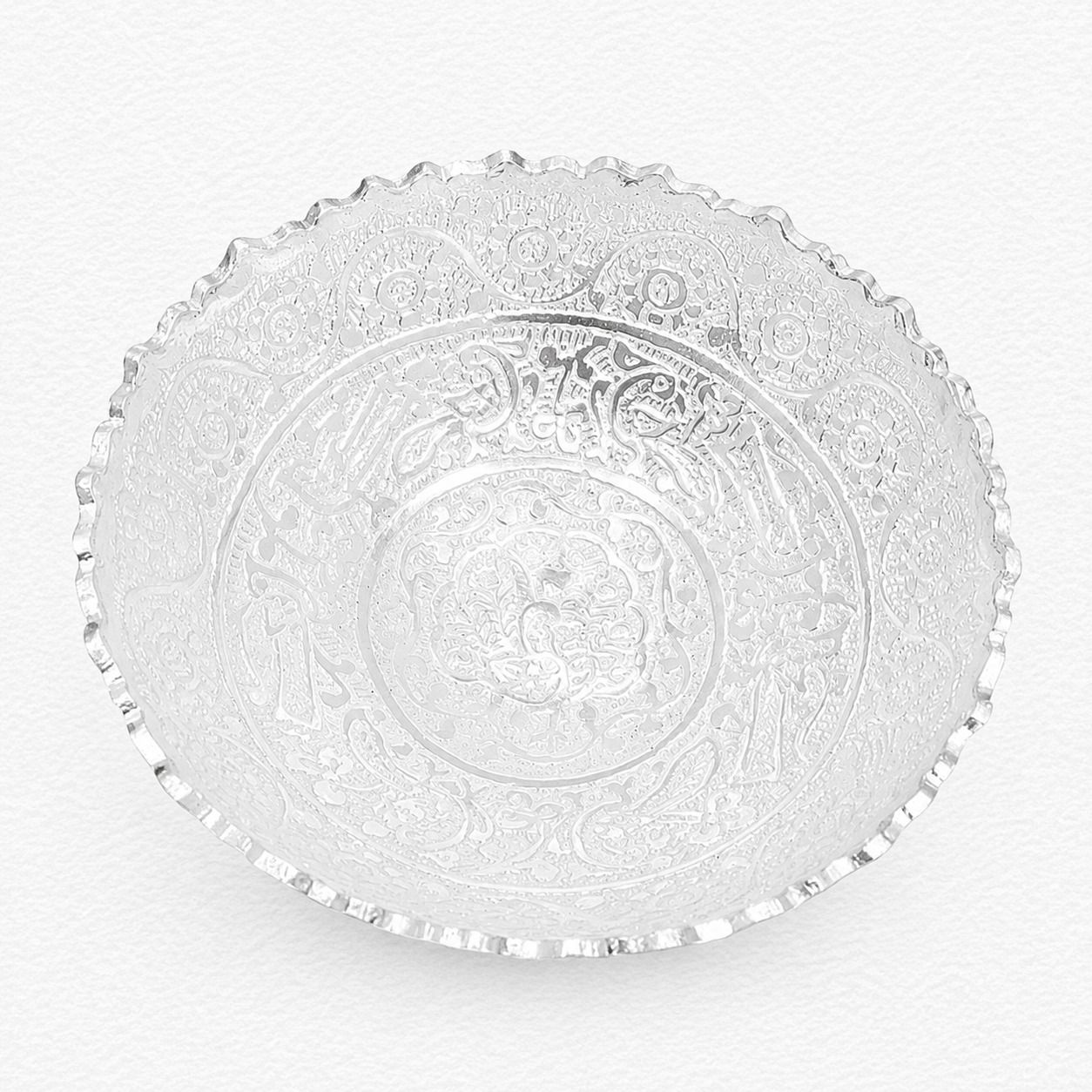 Silver Gift Item Traditional Silver Bowl & Spoon Set For Pooja, Gifting & Special Occasions - GFT60135 side view