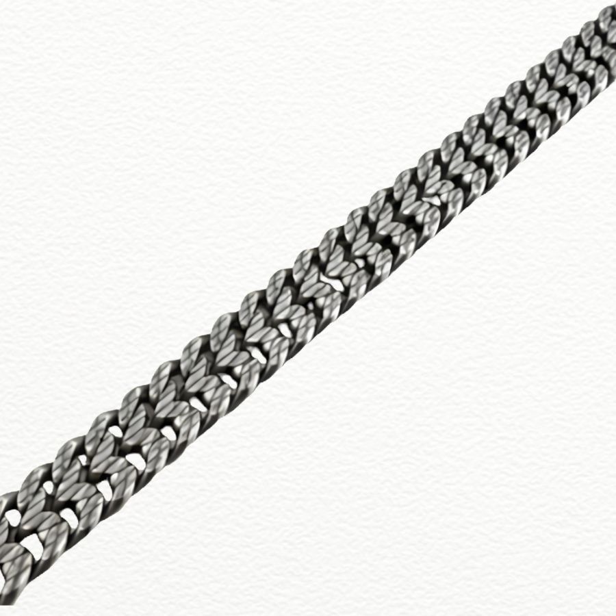 Silver Men’S Oxidized 925 Sterling Silver Textured Chevron Link Chain Necklace - Acc71983