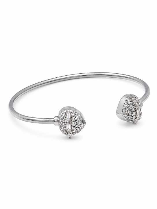 Silver Silver-Tone Pavé-Style Open Cuff Bracelet - ABR62066
