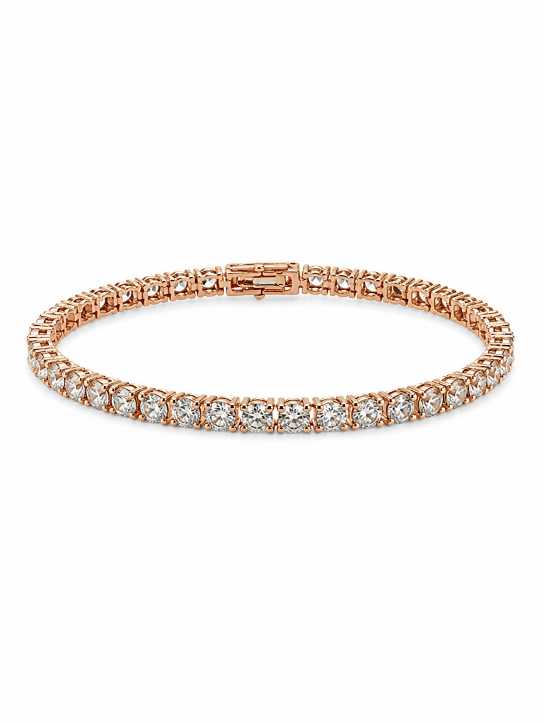 Silver Rose-Gold-Tone Embellished Tennis-Style Bracelet - ABR62308