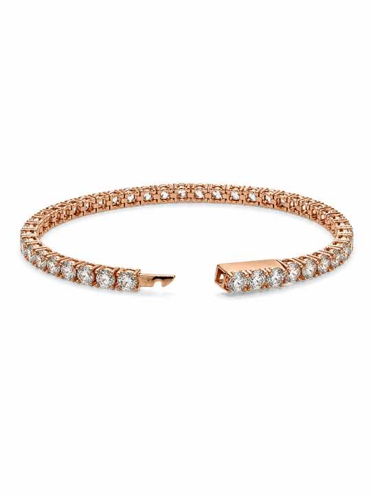 Silver Rose-Gold-Tone Embellished Tennis-Style Bracelet - ABR62308 close-up view