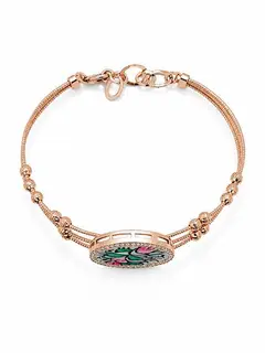 Silver Rose Gold-Tone Floral Motif Multi-Strand Bracelet - ABR62024