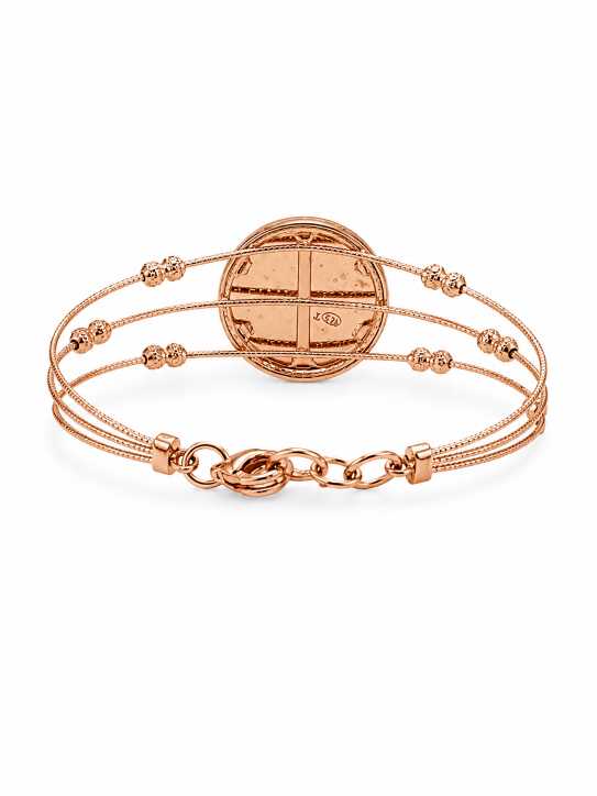 Silver Rose Gold-Tone Floral Motif Multi-Strand Bracelet - ABR62024 detail view