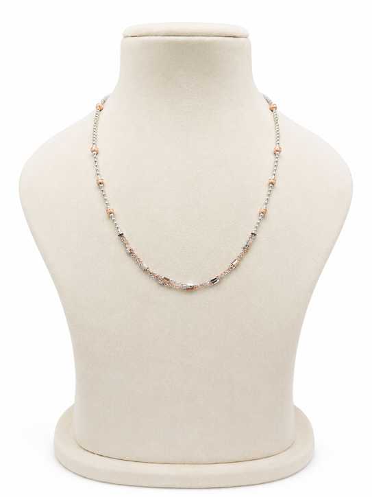 Silver Elegant Mixed-Tone Beaded Mala With Layered Chain Detail - MAL10145 front view