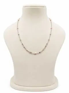 Silver Elegant Mixed-Tone Beaded Mala With Layered Chain Detail - MAL10145