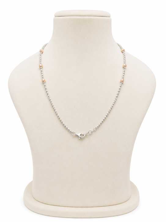 Silver Elegant Mixed-Tone Beaded Mala With Layered Chain Detail - MAL10145 side view