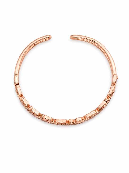 Silver Rose Gold-Tone Chain Link Open Cuff Bracelet - ABR62288