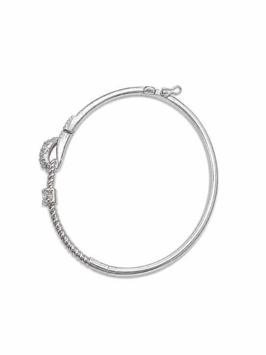 Silver Silver-Tone Embellished Open Cuff Bracelet - ABR62280 close-up view