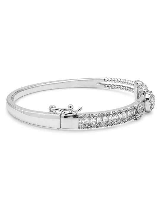Silver Silver-Tone Embellished Open Cuff Bracelet - ABR62280 detail view