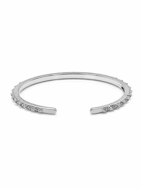 Silver Geometric Pattern Open Cuff Bracelet - ABR62270