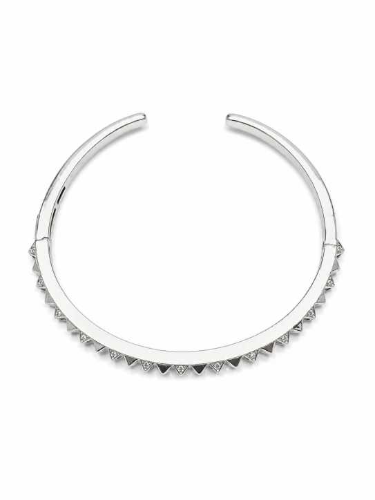 Silver Geometric Pattern Open Cuff Bracelet - ABR62270 detail view