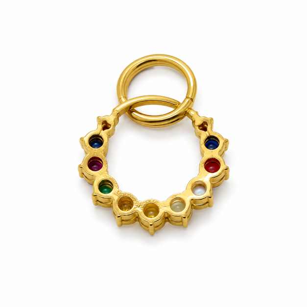 Gold Earrings Multicolour Beaded Gold-Tone Pendant Charm - APE60952 side view