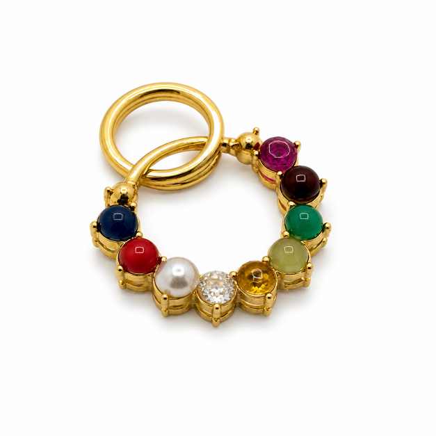 Gold Earrings Multicolour Beaded Gold-Tone Pendant Charm - APE60952 detail view