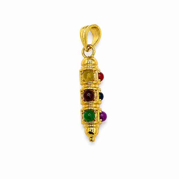 Gold Chain Multicolour Beaded Pendant Necklace - APE60953
