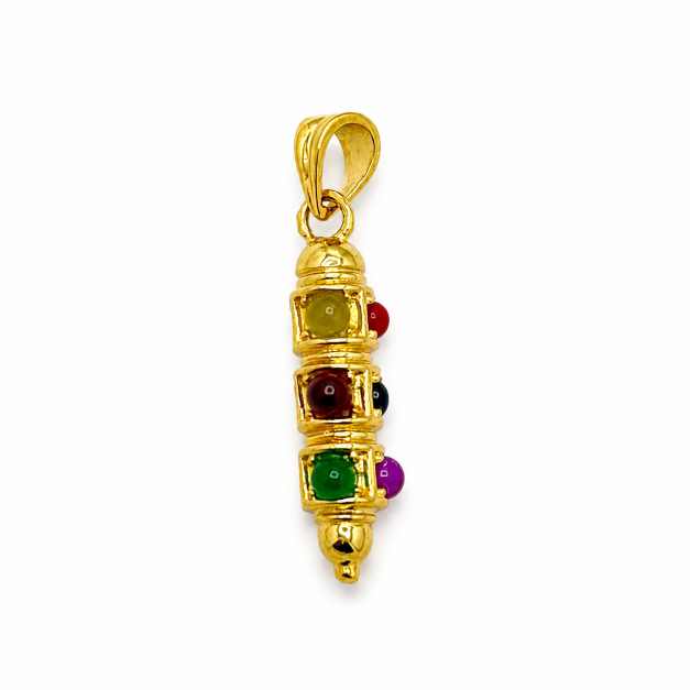 Gold Chain Multicolour Beaded Pendant Necklace - APE60953 detail view