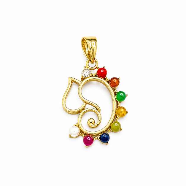 Gold Chain Multicolour Beaded Peacock-Inspired Pendant - APE60951 detail view