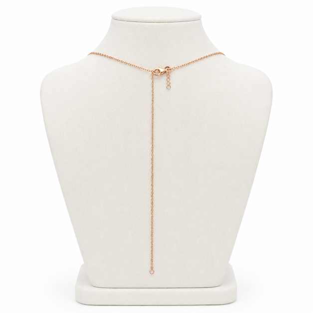 Silver Chain Rose Gold-Tone Blue Floral Key Pendant Necklace - SPS10229 close-up view