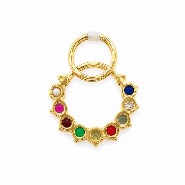 Gold Chain Multicolour Beaded Circular Pendant - APE60955 side view