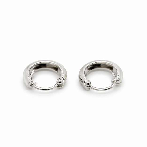 Silver Chunky Polished Hoop Earrings - STOP10981 front view