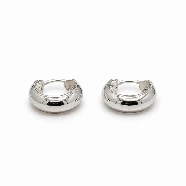 Silver Chunky Polished Hoop Earrings - STOP10981 detail view