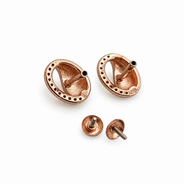 Silver Earrings Black Oval Tops With Crystal-Style Border - STOP10881 detail view