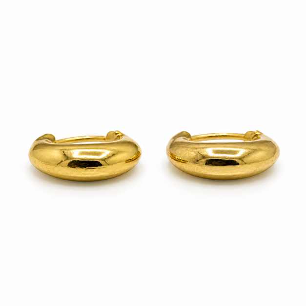 Silver Chunky Crescent Hoop Earrings In Gold-Tone Finish - STOP10941 detail view