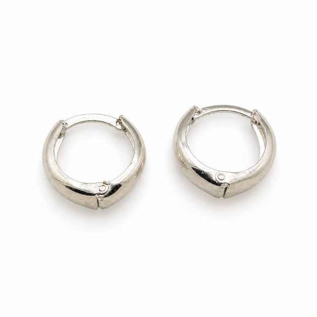 Silver Chunky Polished Silver-Tone Hoop Earrings - STOP10899 detail view