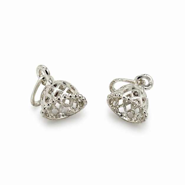 Silver Openwork Jhumka Earrings In Silver-Tone Finish - STOP10961
