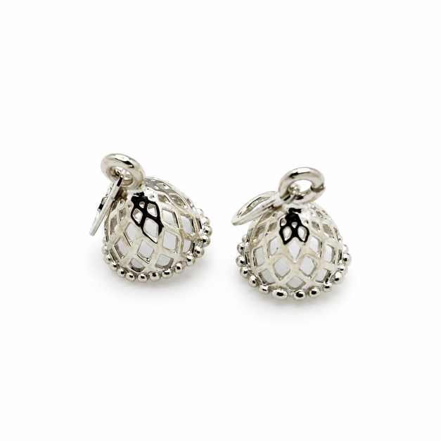 Silver Openwork Jhumka Earrings In Silver-Tone Finish - STOP10961 close-up view