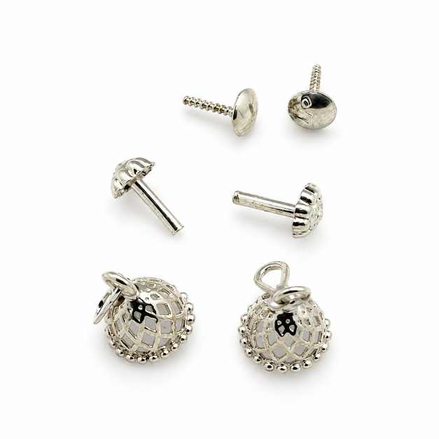 Silver Openwork Jhumka Earrings In Silver-Tone Finish - STOP10961 detail view