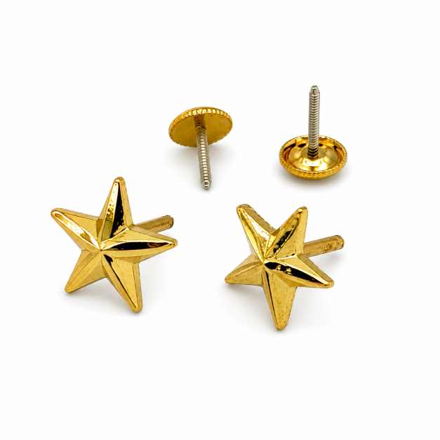 Silver Star-Shaped Stud Earrings With Polished Gold-Tone Finish - STOP11110