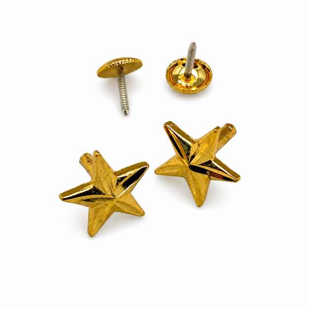 Silver Star-Shaped Stud Earrings With Polished Gold-Tone Finish - STOP11110 detail view