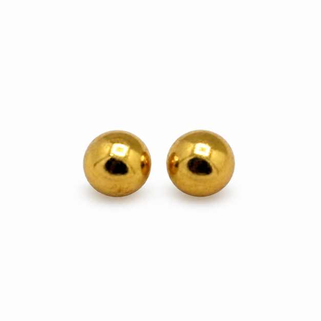 Gold Gold-Tone Round Ball Stud Earrings - STOP10769 front view