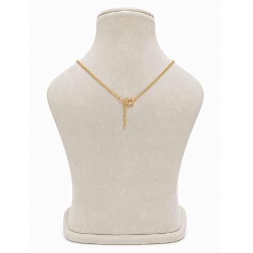 Gold Chain Elegant Gold-Tone Black Beaded Floral Pendant Necklace - SGAN10178 front view