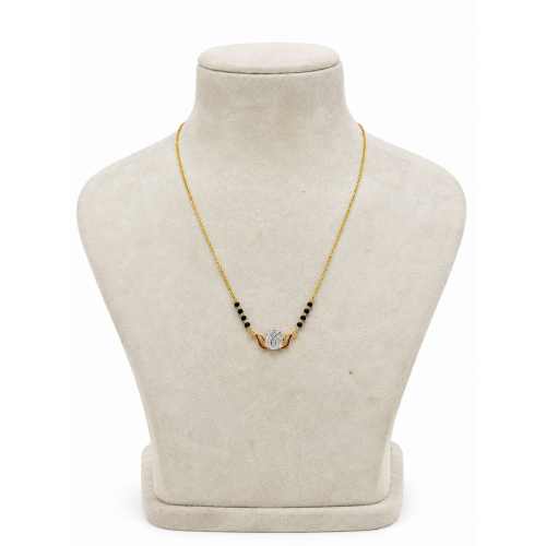 Gold Chain Elegant Gold-Tone Black Beaded Floral Pendant Necklace - SGAN10178 side view